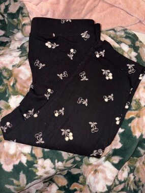 torrid Black Leggings with Cherry Accent capris